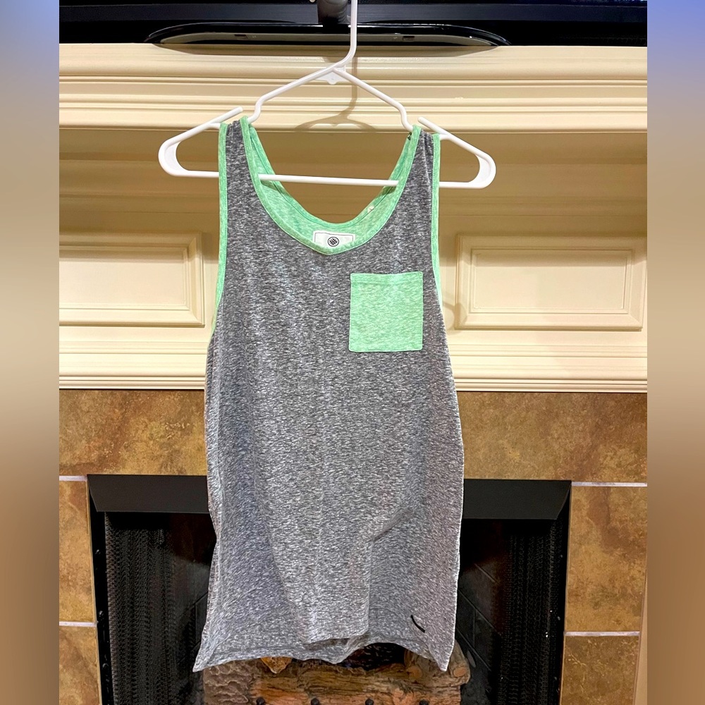 PacSun On The Byas Tank Top Gray/Turquoise Sz Small